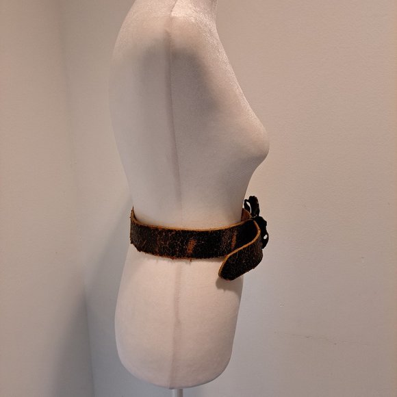 Brown Leather Belt with Flower Buckle Size 70 main image 7